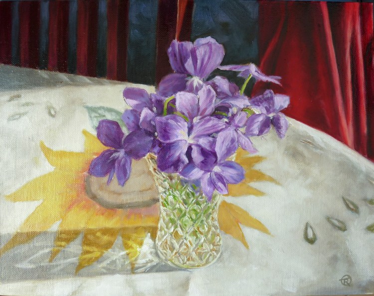 Violets for Marge - 2017 oil painting by Tina riedel